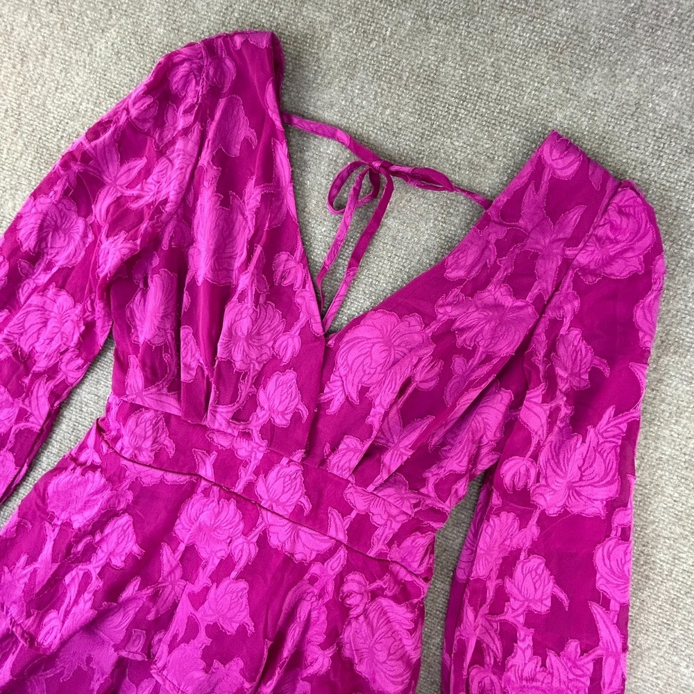 Band Of The Free Kiss Me Fuchsia Mini Dress Womens Medium Pink Surplice Neck